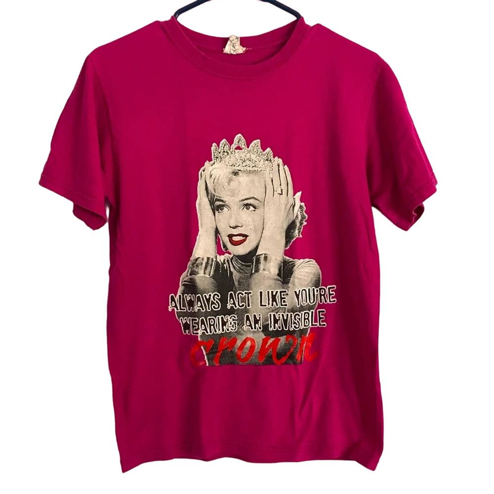 Vintage Marilyn Monroe “invisible crown” fuschia magenta anvil t-shirt sz small
